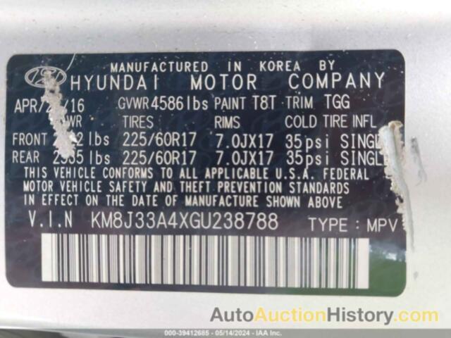 HYUNDAI TUCSON SE, KM8J33A4XGU238788