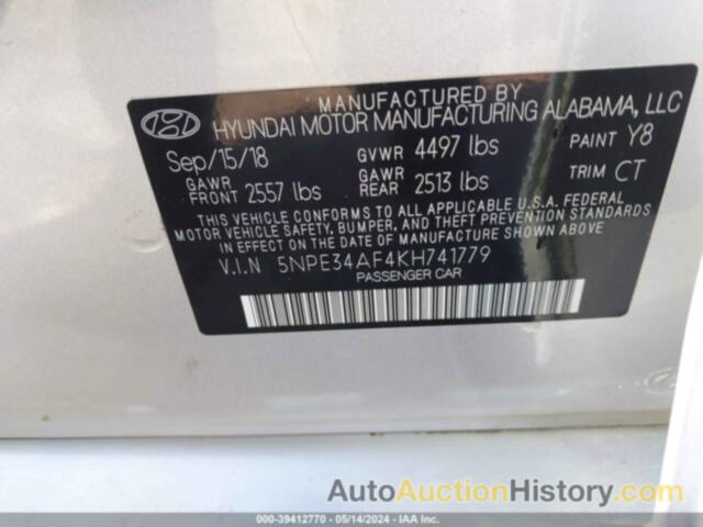 HYUNDAI SONATA SPORT, 5NPE34AF4KH741779