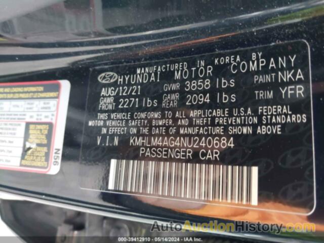 HYUNDAI ELANTRA SEL, KMHLM4AG4NU240684