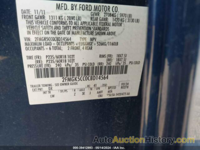 FORD FLEX SEL, 2FMGK5CC0CBD14564