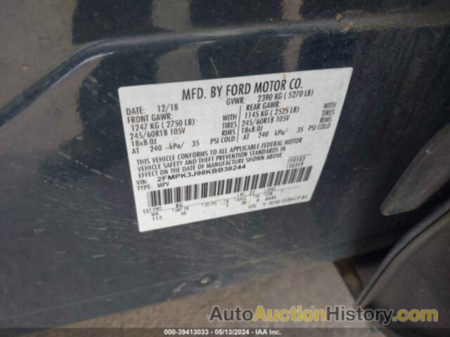 FORD EDGE SEL, 2FMPK3J98KBB38244