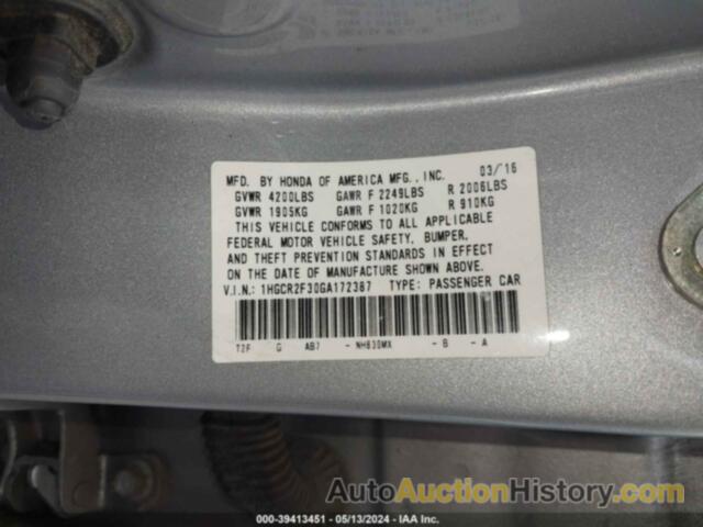 HONDA ACCORD LX, 1HGCR2F30GA172387