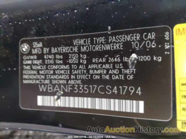 BMW 525XI, WBANF33517CS41794