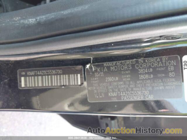 KIA FORTE LX, KNAFT4A21C5536730