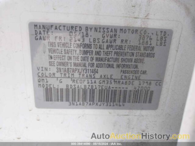 NISSAN SENTRA S, 3N1AB7APXJY311464