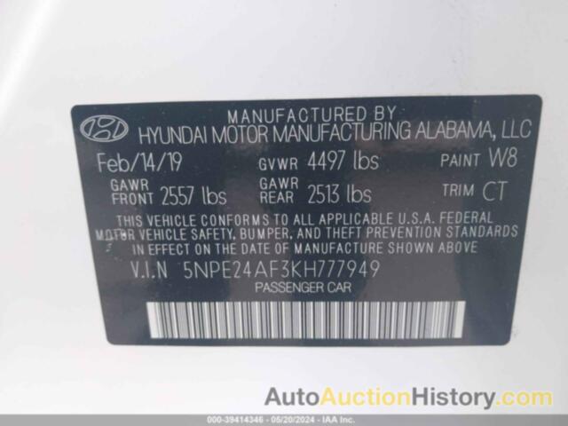 HYUNDAI SONATA SE, 5NPE24AF3KH777949