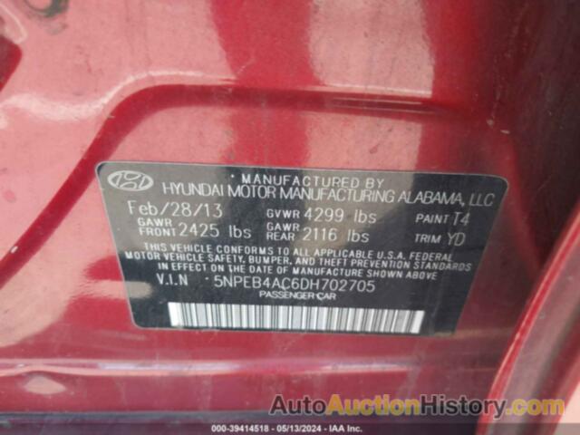 HYUNDAI SONATA GLS, 5NPEB4AC6DH702705