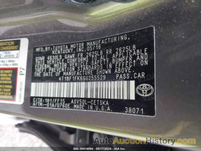 TOYOTA CAMRY SE, 4T1BF1FK6GU255529