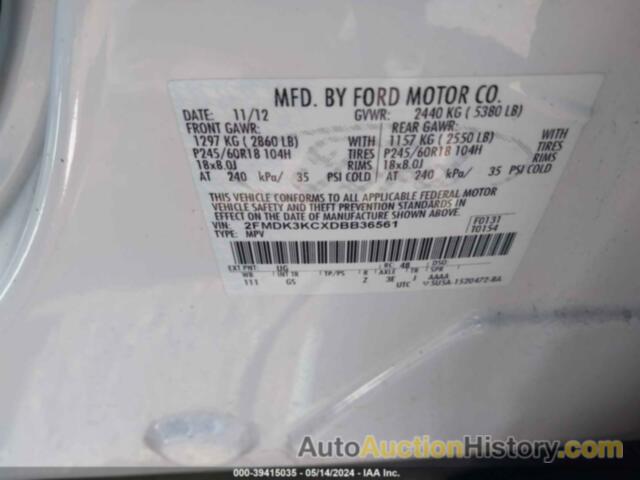 FORD EDGE LIMITED, 2FMDK3KCXDBB36561