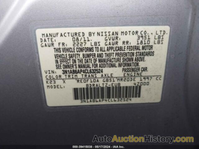 NISSAN SENTRA 2.0 S, 3N1AB6AP4CL632524