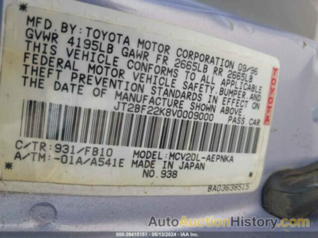 TOYOTA CAMRY LE V6, JT2BF22K8V0009000