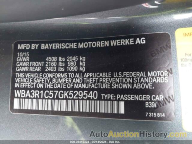 BMW 435 I, WBA3R1C57GK529540