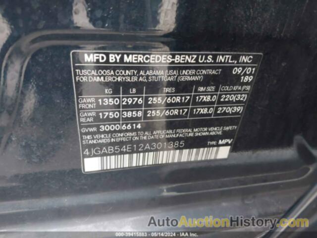 MERCEDES-BENZ ML 320 320, 4JGAB54E12A301385