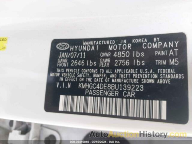 HYUNDAI GENESIS 3.8, KMHGC4DE8BU139223