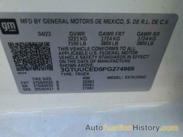 GMC SIERRA 1500 4WD  SHORT BOX ELEVATION WITH 3SB, 3GTUUCED5PG274965