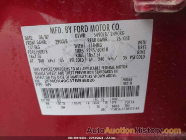 FORD EDGE SEL PLUS, 2FMDK49C37BB48826