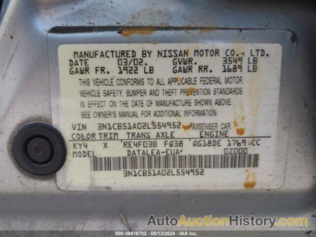 NISSAN SENTRA GXE, 3N1CB51A02L554952