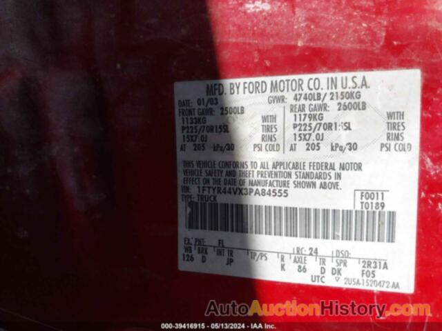 FORD RANGER EDGE/TREMOR/XLT, 1FTYR44VX3PA84555