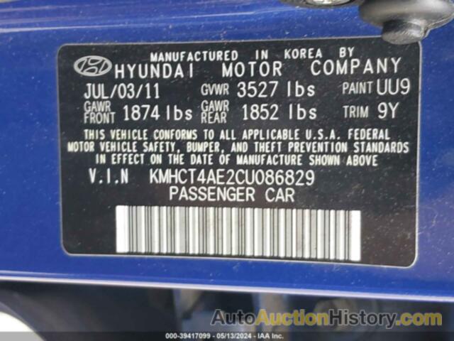 HYUNDAI ACCENT GLS, KMHCT4AE2CU086829