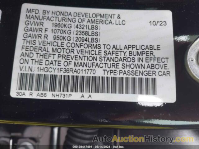 HONDA ACCORD EX, 1HGCY1F36RA011770