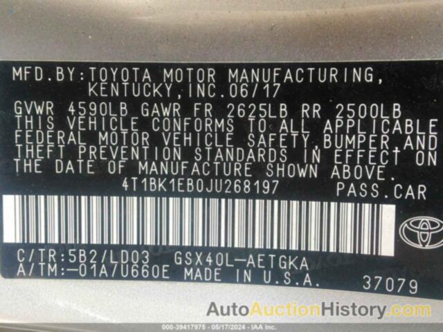 TOYOTA AVALON XLE PLUS/PREMIUM/TOUR/LTD, 4T1BK1EB0JU268197