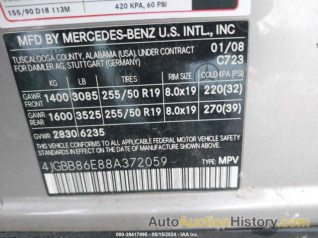 MERCEDES-BENZ ML 350 350, 4JGBB86E88A372059