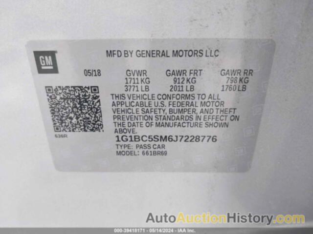 CHEVROLET CRUZE LS, 1G1BC5SM6J7228776