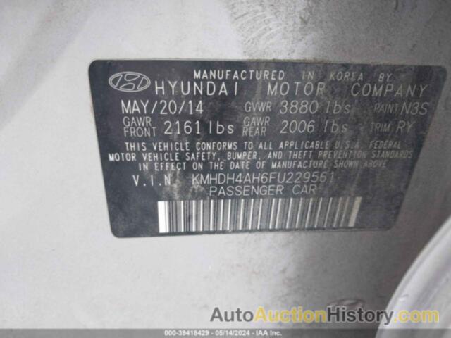 HYUNDAI ELANTRA SPORT, KMHDH4AH6FU229561