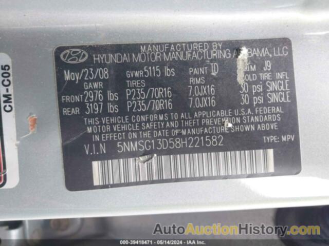 HYUNDAI SANTA FE GLS, 5NMSG13D58H221582