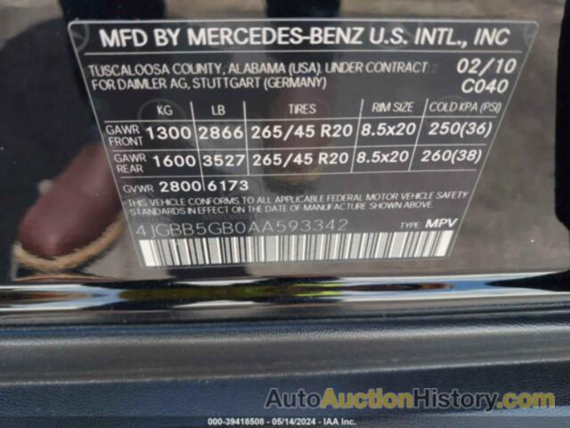 MERCEDES-BENZ ML 350, 4JGBB5GB0AA593342