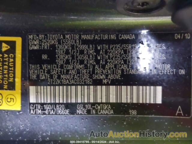 LEXUS RX 350, 2T2ZK1BA3AC032182