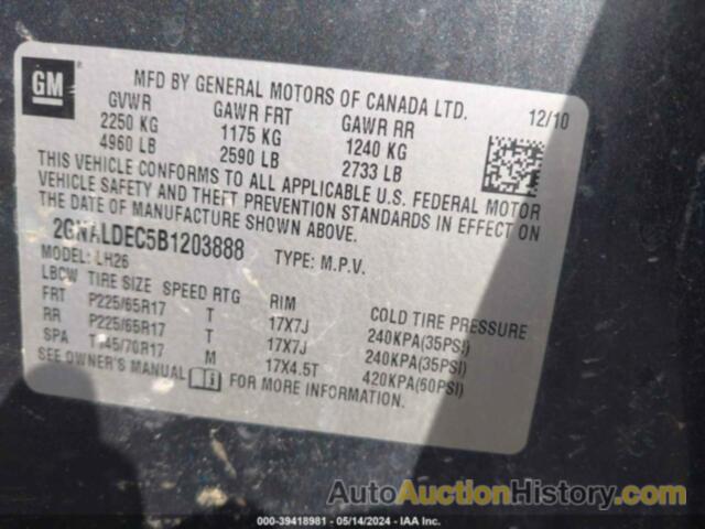 CHEVROLET EQUINOX 1LT, 2GNALDEC5B1203888