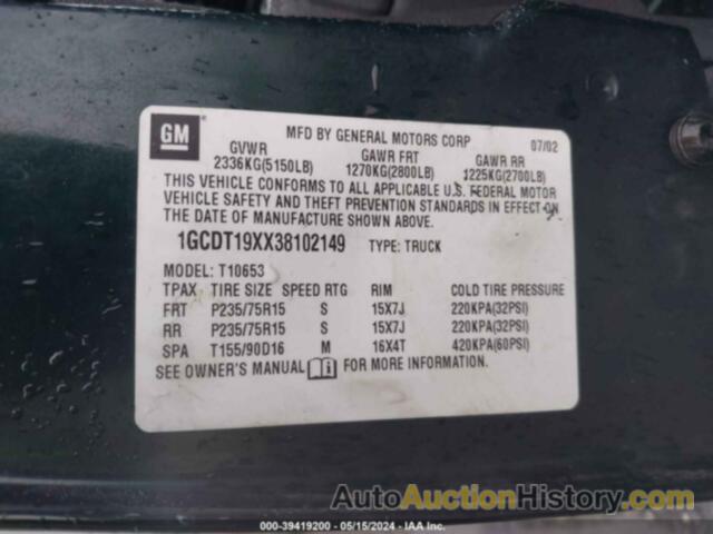 CHEVROLET S-10 LS, 1GCDT19XX38102149