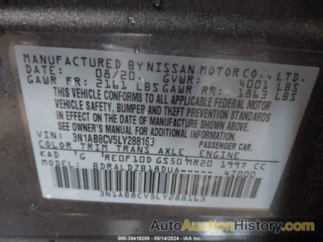 NISSAN SENTRA SV XTRONIC CVT, 3N1AB8CV5LY288163