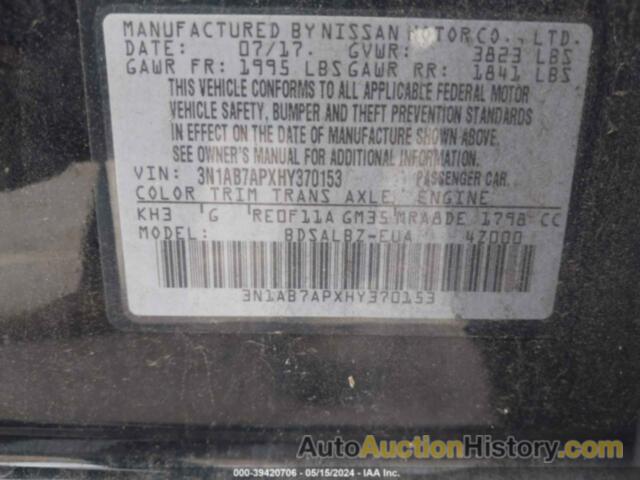 NISSAN SENTRA S, 3N1AB7APXHY370153