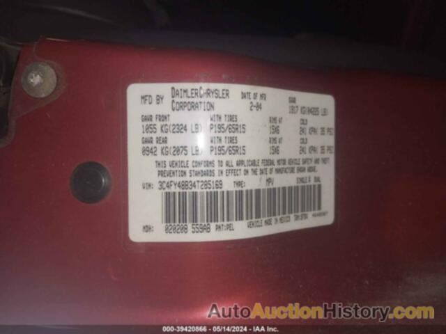 CHRYSLER PT CRUISER, 3C4FY48B34T285169