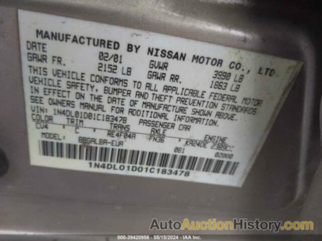 NISSAN ALTIMA GXE, 1N4DL01D01C183478