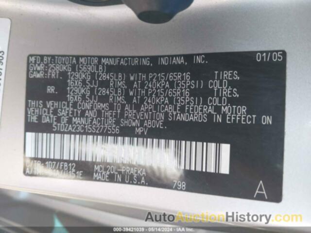 TOYOTA SIENNA CE/LE, 5TDZA23C15S277556