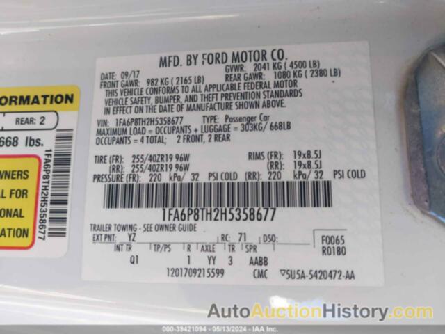 FORD MUSTANG ECOBOOST, 1FA6P8TH2H5358677
