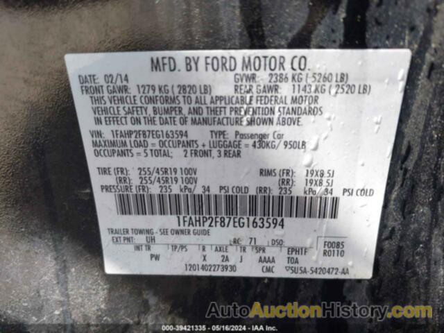 FORD TAURUS LIMITED, 1FAHP2F87EG163594