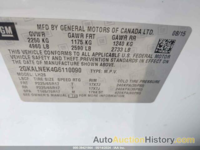 GMC TERRAIN SLE, 2GKALNEK4G6110090