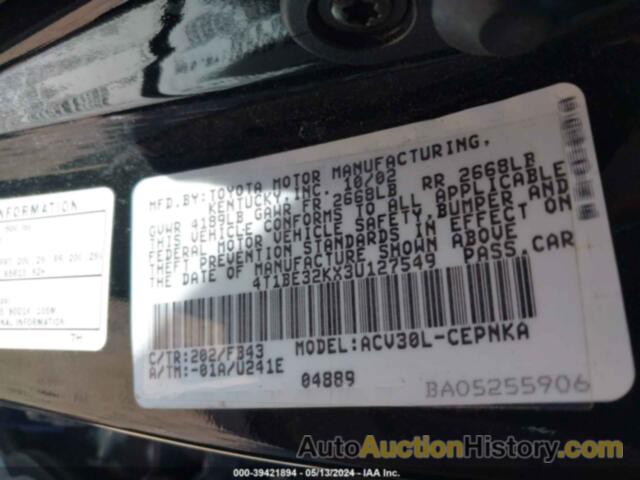 TOYOTA CAMRY LE, 4T1BE32KX3U127549