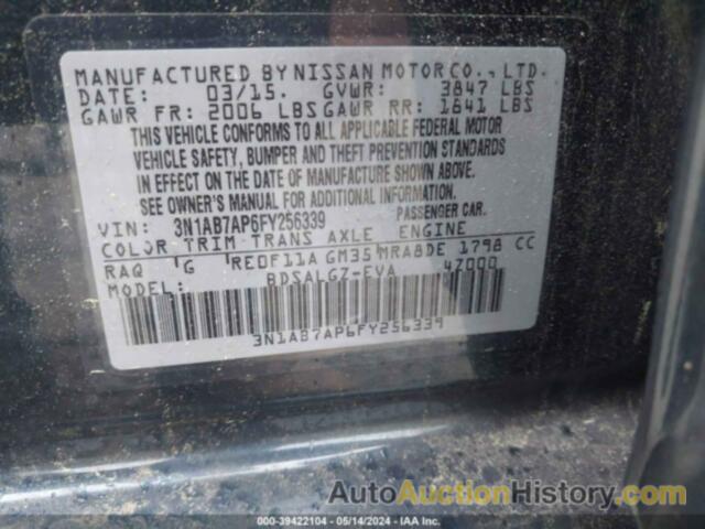 NISSAN SENTRA SL, 3N1AB7AP6FY256339