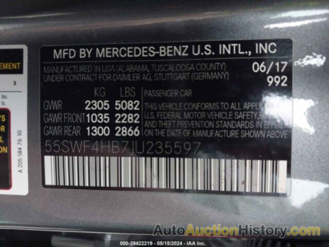 MERCEDES-BENZ C 350E, 55SWF4HB7JU235597