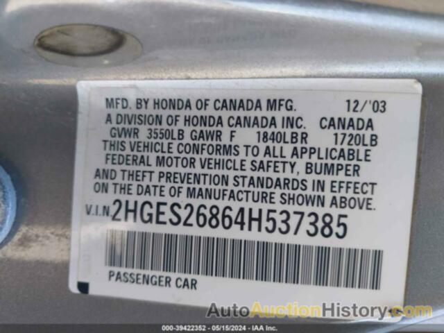 HONDA CIVIC EX, 2HGES26864H537385