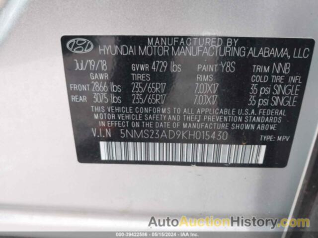 HYUNDAI SANTA FE SE, 5NMS23AD9KH015430