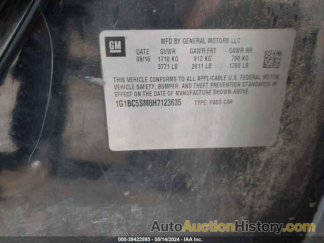 CHEVROLET CRUZE LS, 1G1BC5SM8H7123635