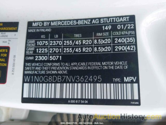 MERCEDES-BENZ GLC 300 SUV, W1N0G8DB7NV362495