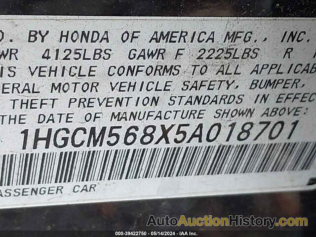 HONDA ACCORD 2.4 EX, 1HGCM568X5A018701