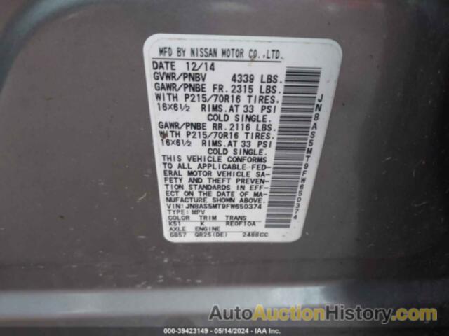NISSAN ROGUE SELECT S, JN8AS5MT9FW650374
